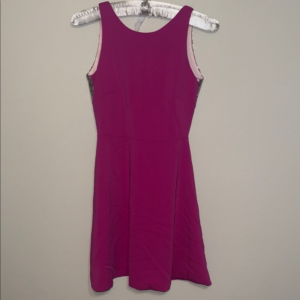 Camilyn Beth Ampi Elegant Magenta Silver Sequin Fit & Flare Dress 0. B7